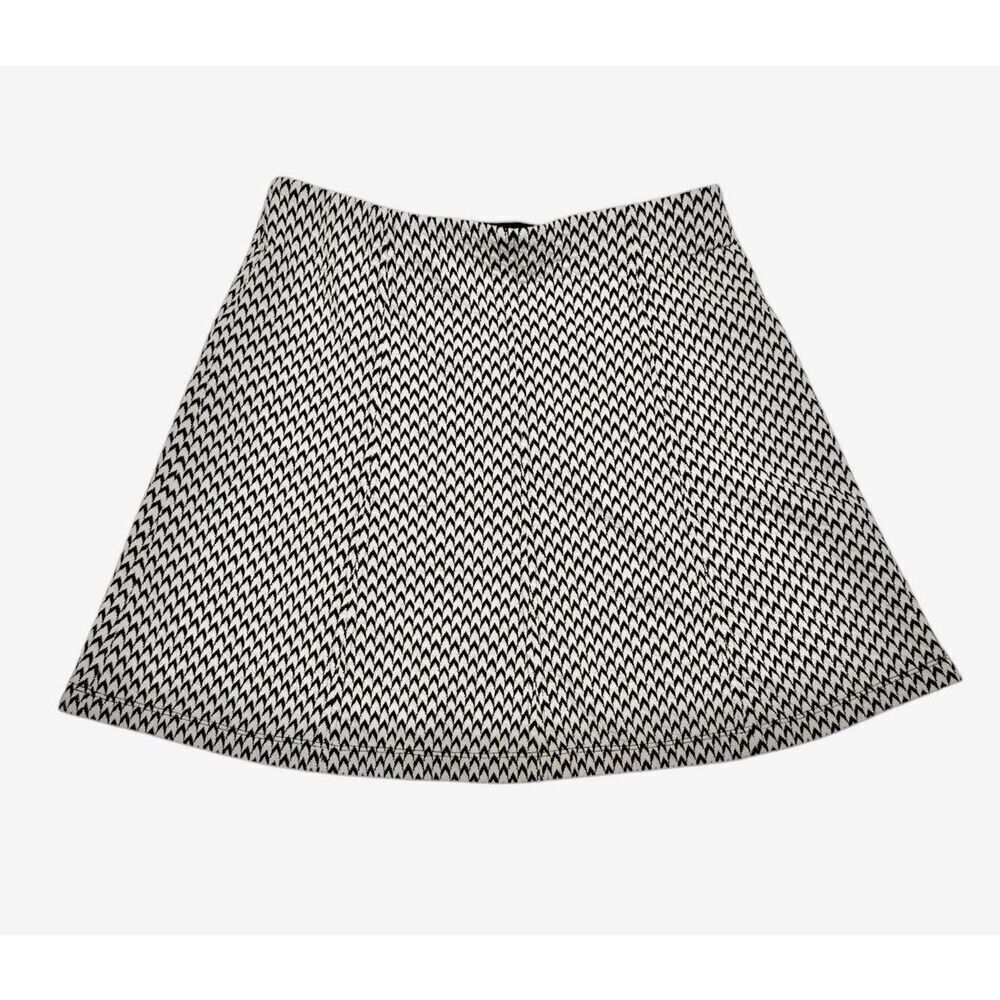 LOFT Black & White Stretch Elastic Waist Cotton Blend Mini Skirt Women’s Size XS